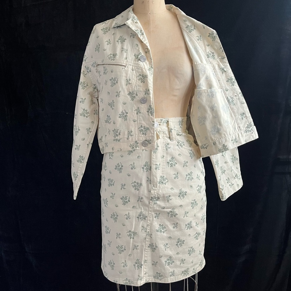 Vintage 90s esprit two piece set denim floral print